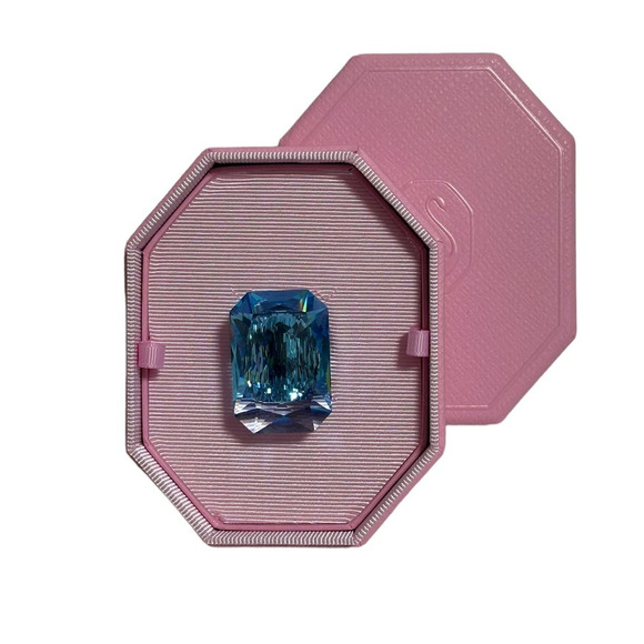Swarovski Lucent cocktail ring Oversized crystal Octagon cut Blue 52 / 6 USA